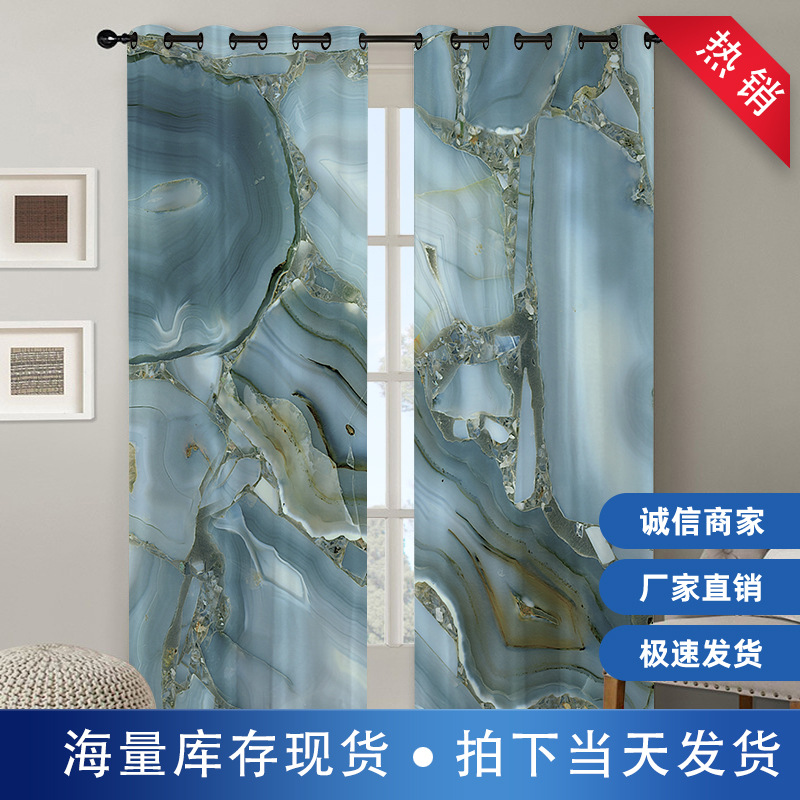 Factory 3D digital printing curtain marble geometry series for cross-border e-commerce Amazon WISH spot