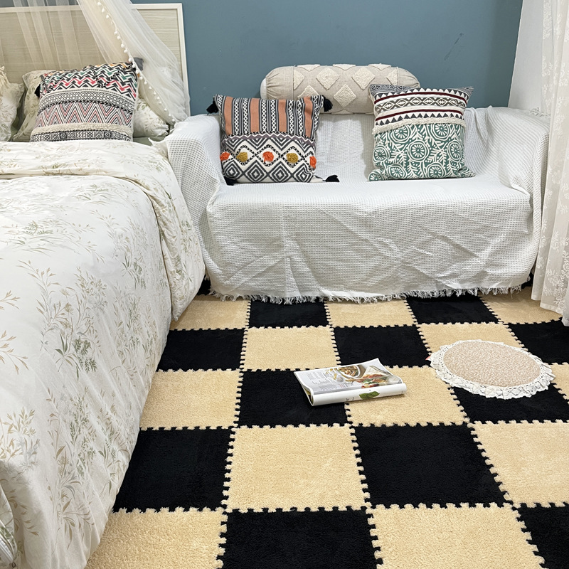 Picture of Plush room stitching carpet bedroom living room 2023 New ins style bedside blanket full floor mat cushion home