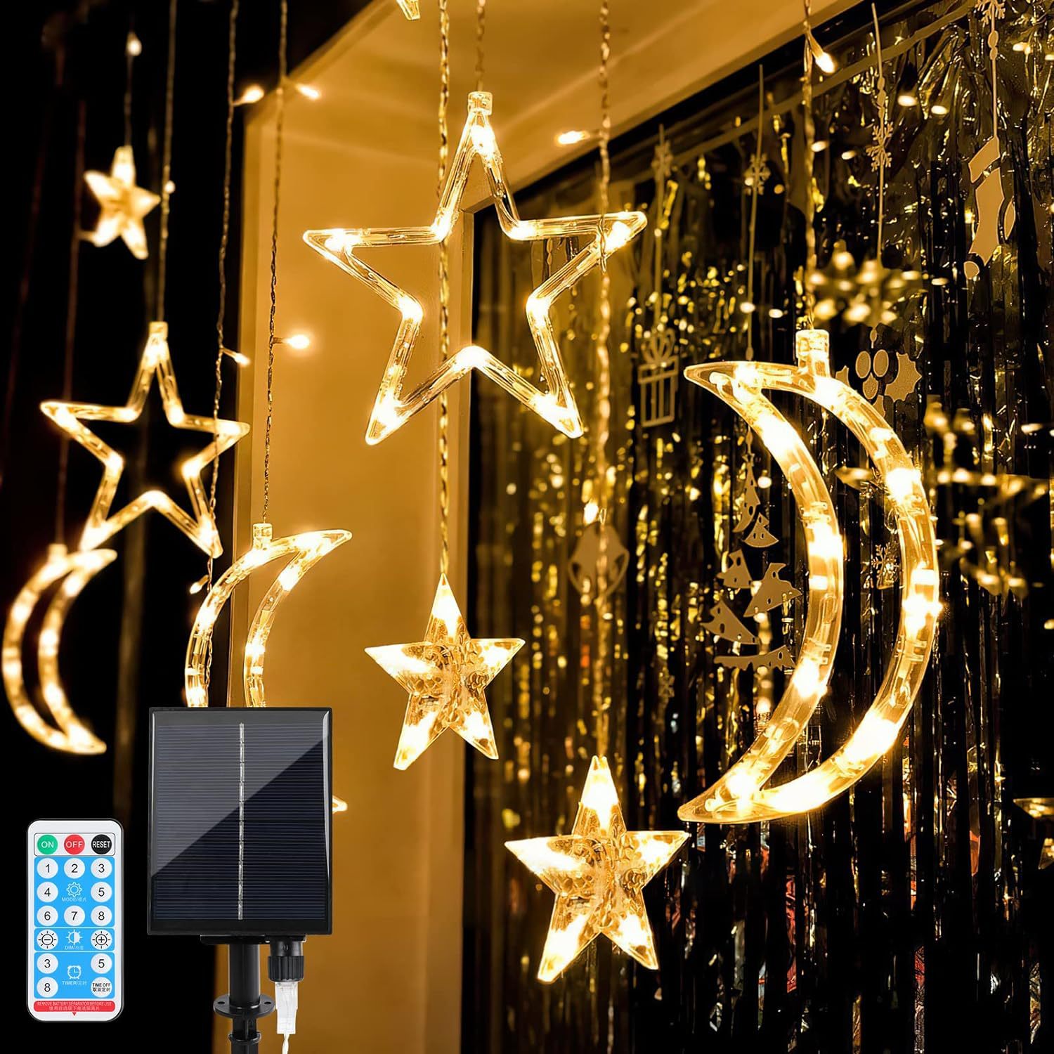 Outdoor camping lantern led Star Light Solar Star Moon tent light canopy decoration light string camp colored light