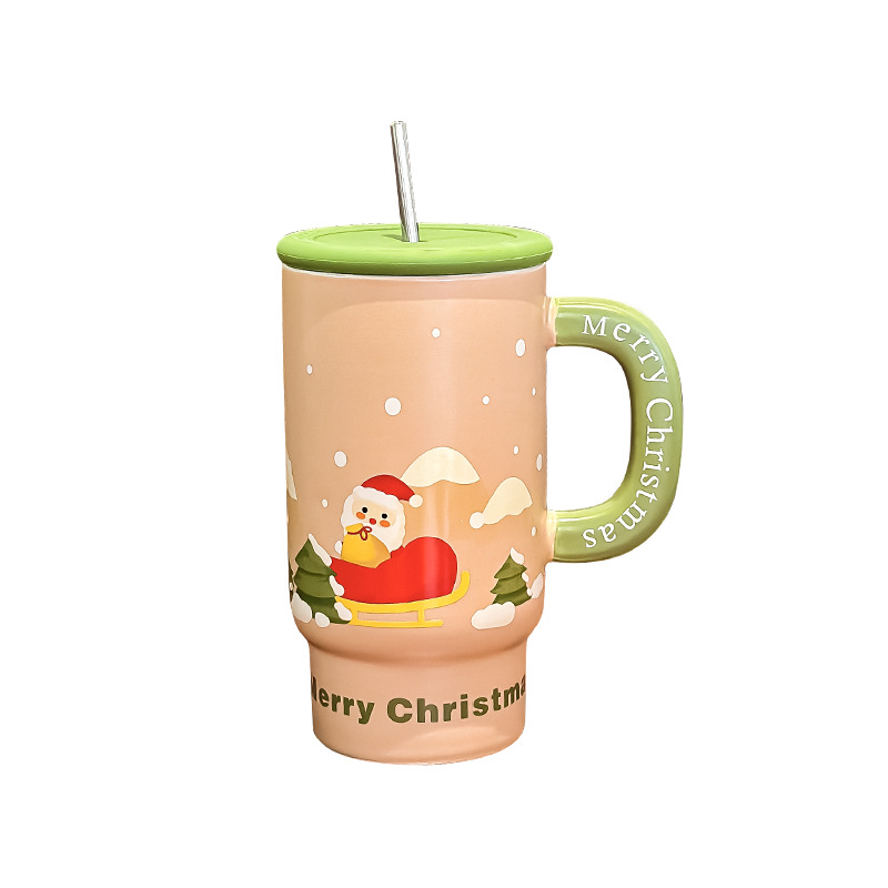 Picture of Christmas gift large capacity ceramic mug mug creative cute sippy cup couple cup female companion gift