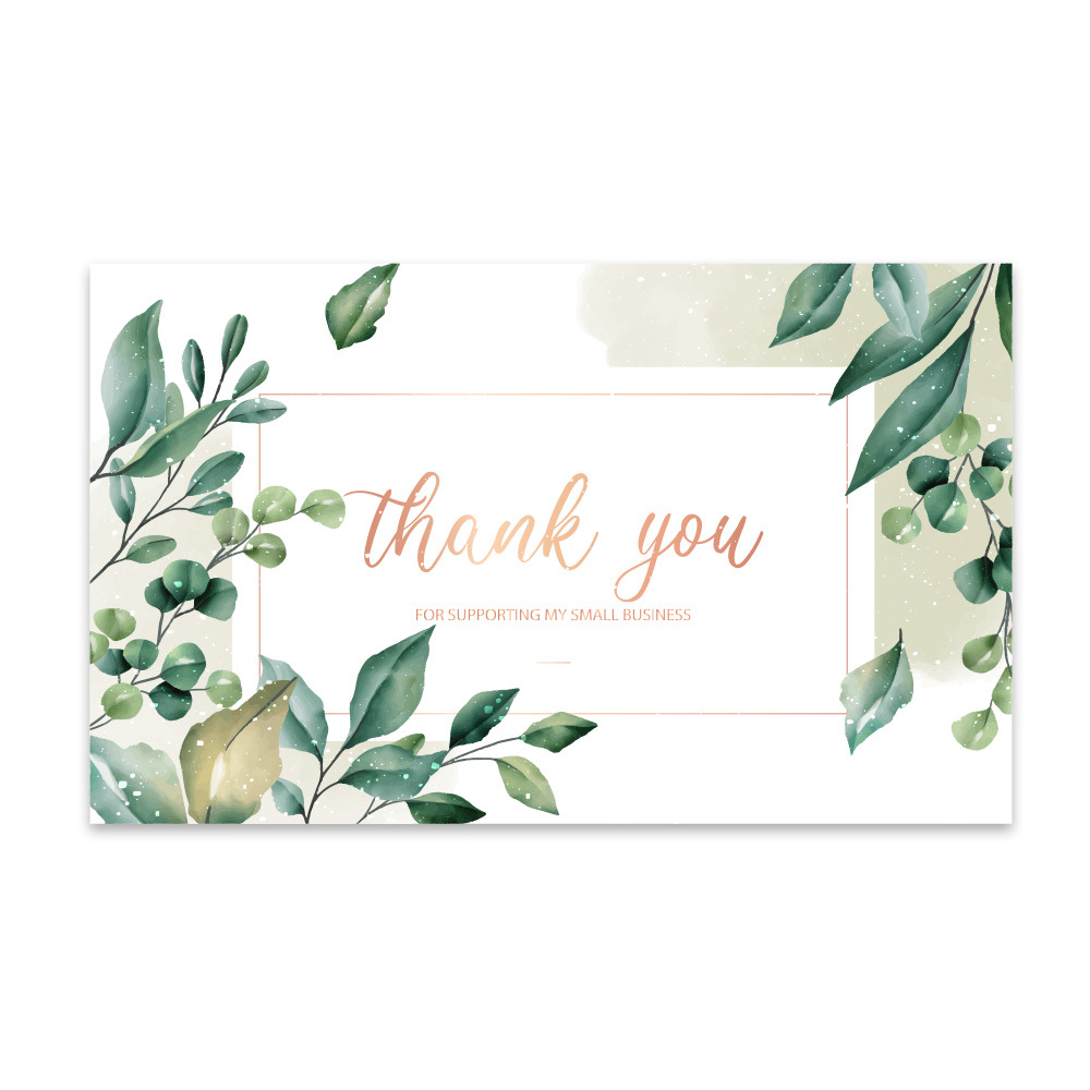 Picture of Amazon cross-border wholesale green leaf thank you card coated paper card thank you gift card pink packaging card
