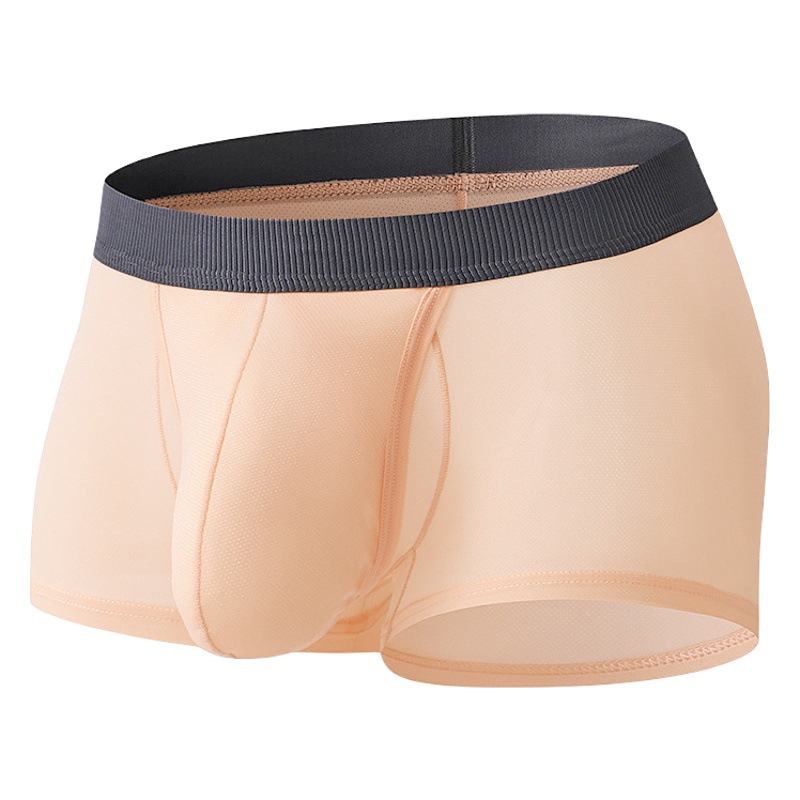 Men's Underwear Summer Ice Silk Side Opening Non-release Boxers Ultra-thin Breathable Space Bin Separated Zhongshan Underwear Men's Underwear