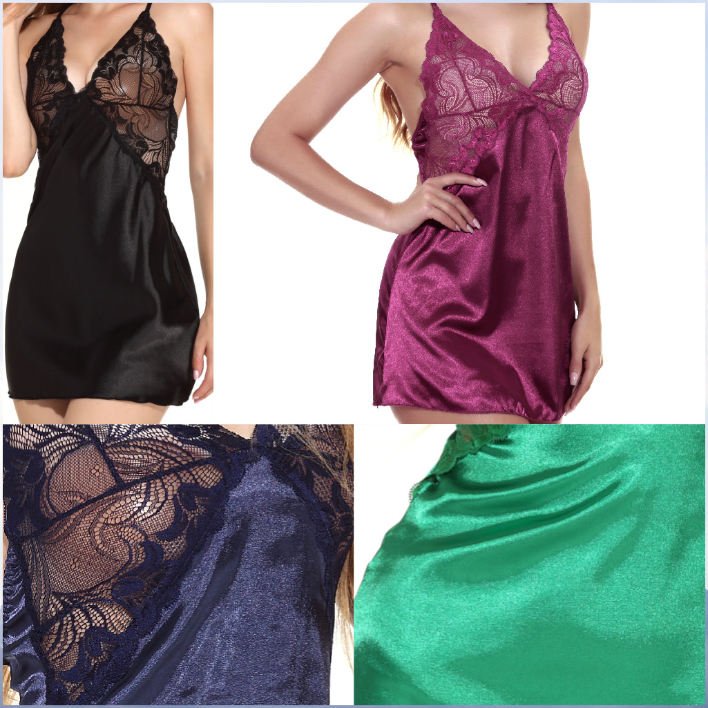 Women's underwear manufacturers foreign trade Amazon silk sexy pajamas supply women's party skirt Europe and the United States net red skirt