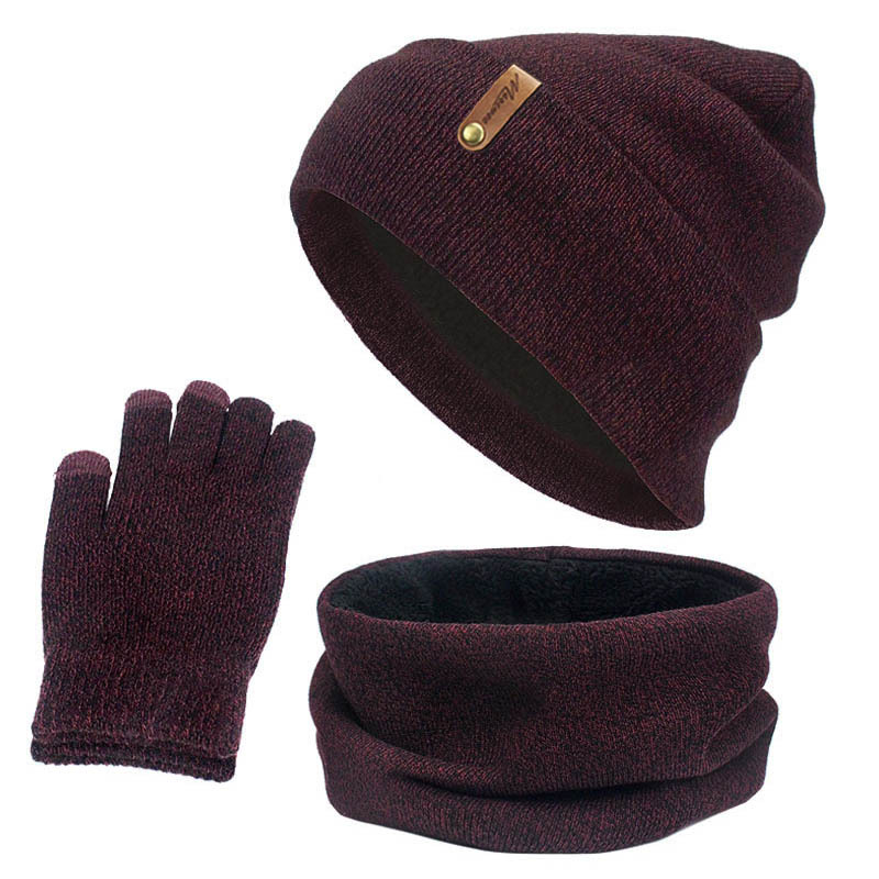Picture of Foreign Trade Cross-Border Velvet Three-Piece Set Aliexpress Amazon Ebay Warm Suit Winter Hat Scarf Touch Screen Gloves