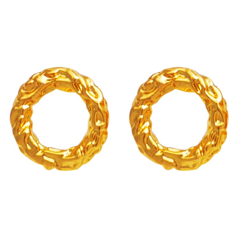 Copper S925 Silver Needle Temperament Irregular Geometric Round Earrings Personality Fashion Trend Metallic Earrings T923