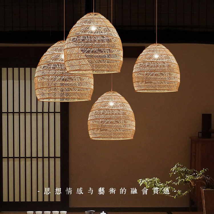 Japanese Chandelier Restaurant Bar Desk Bedroom Study Light Tea Room Rattan Chinese Pastoral Homestay Tatami Rattan Chandelier