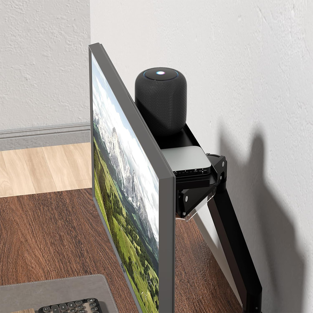 VESA installed on the back of the monitor Metal storage bracket Suitable for CPU speaker headset and other storage brackets