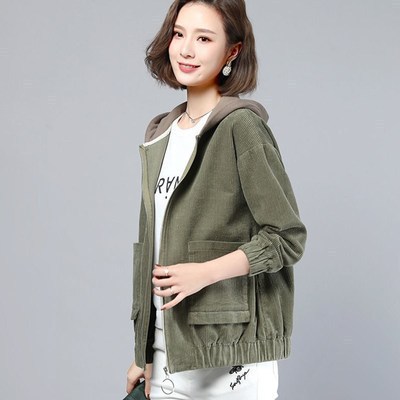 Corduroy short coat for women Korean style loose spring and autumn 2020 new casual fashion all-matching women's jacket fashion