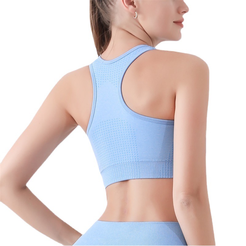 Cross-Border American Sports Bra Removable Chest Pad Yoga Vest Training Running Shockproof Push-Up Bra Non-Slip