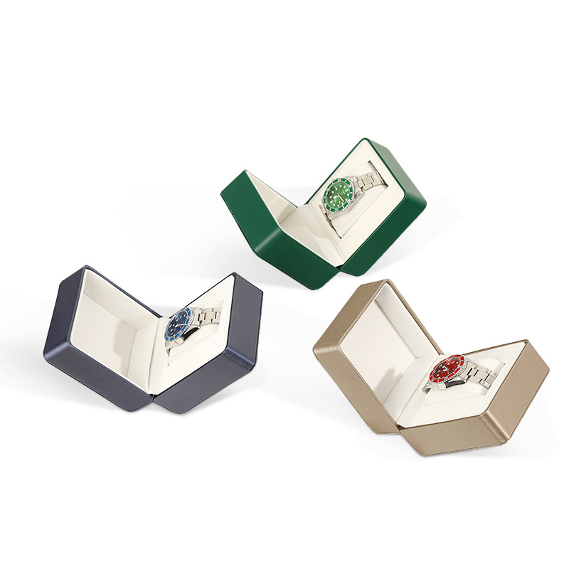 Picture of Factory spot PU leather gold brushed watch display storage box flip bracelet watch box