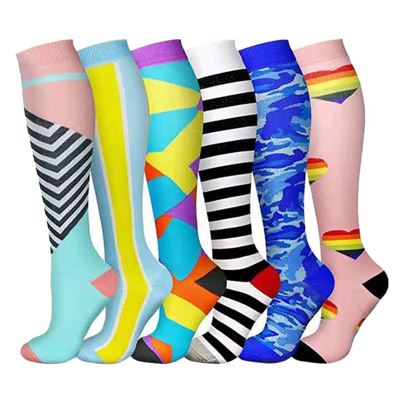 [6 Pairs Set] Mid-Length Sports Compression Socks, Elastic Compression Socks, Multiple Pairs of Export Compression Socks Manufacturers