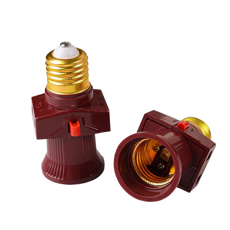 Xindatai double sub-fire E27 Luo Xuan lamp holder with socket switch switch screw lamp holder