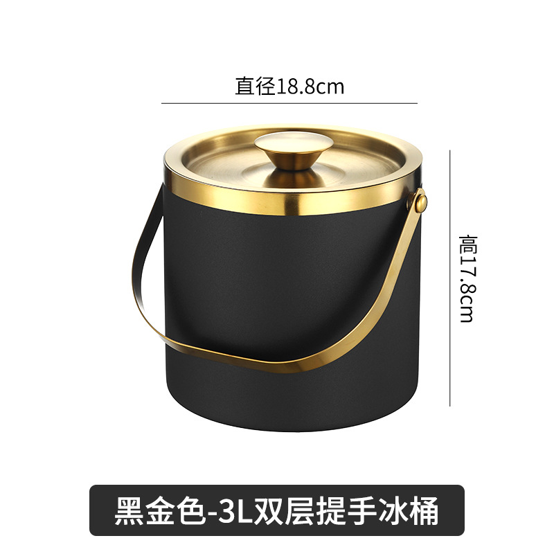 Picture of Amazon Stainless Steel Double-Layer Ice Bucket Bar Champagne Red Wine Beer Commercial Ice Bucket Stainless Steel Bucket