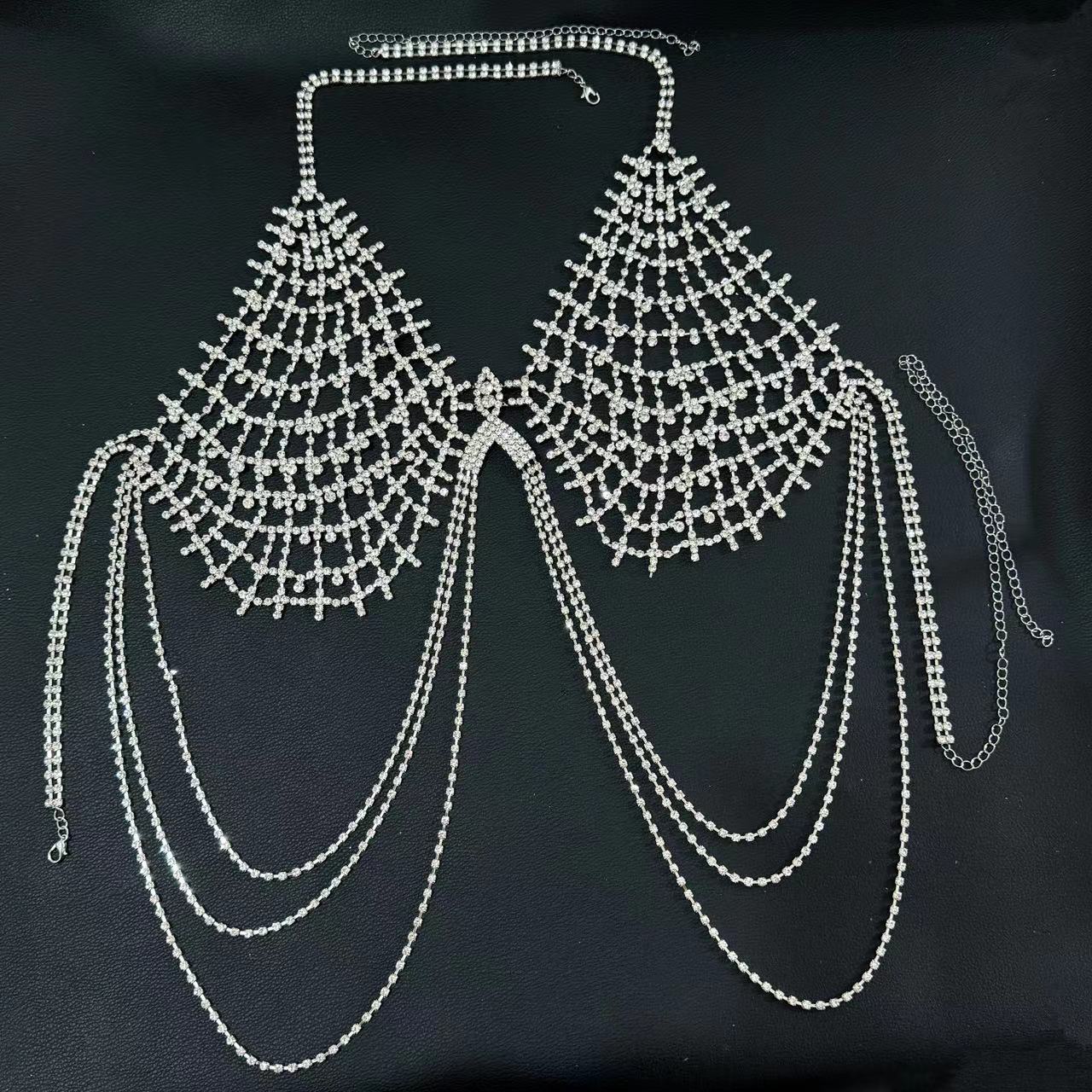Picture of European and American Fashion Accessories Sexy Tassel Rhinestone Bra Hollow Beach Bikini Body Chain