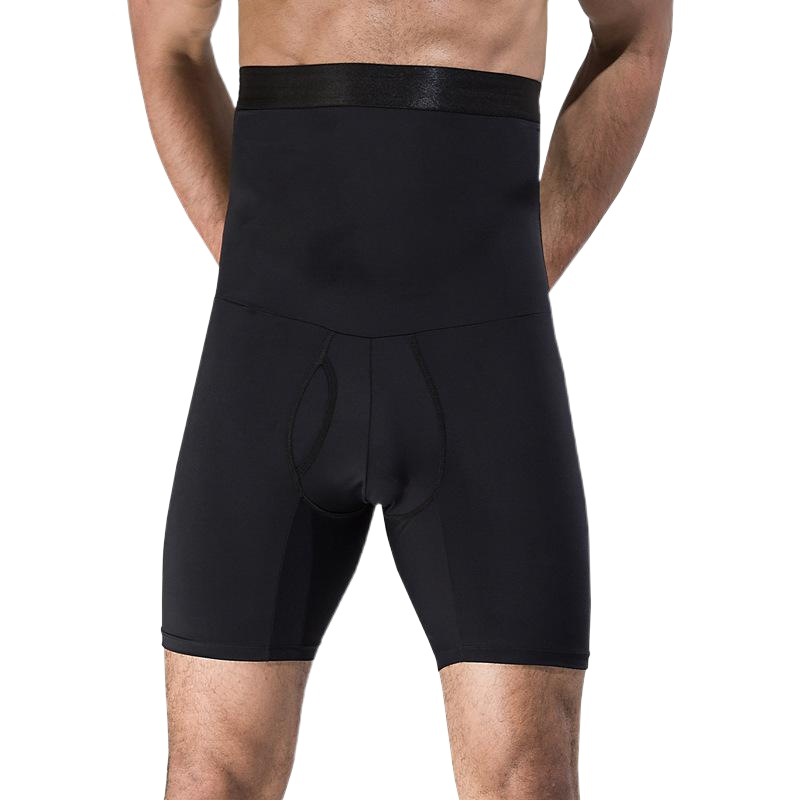 Men's breathable double-layer plastic waist hip lifting plastic leg high waist body shaping pants fifth pants belly contracting waist shaping pants NY126