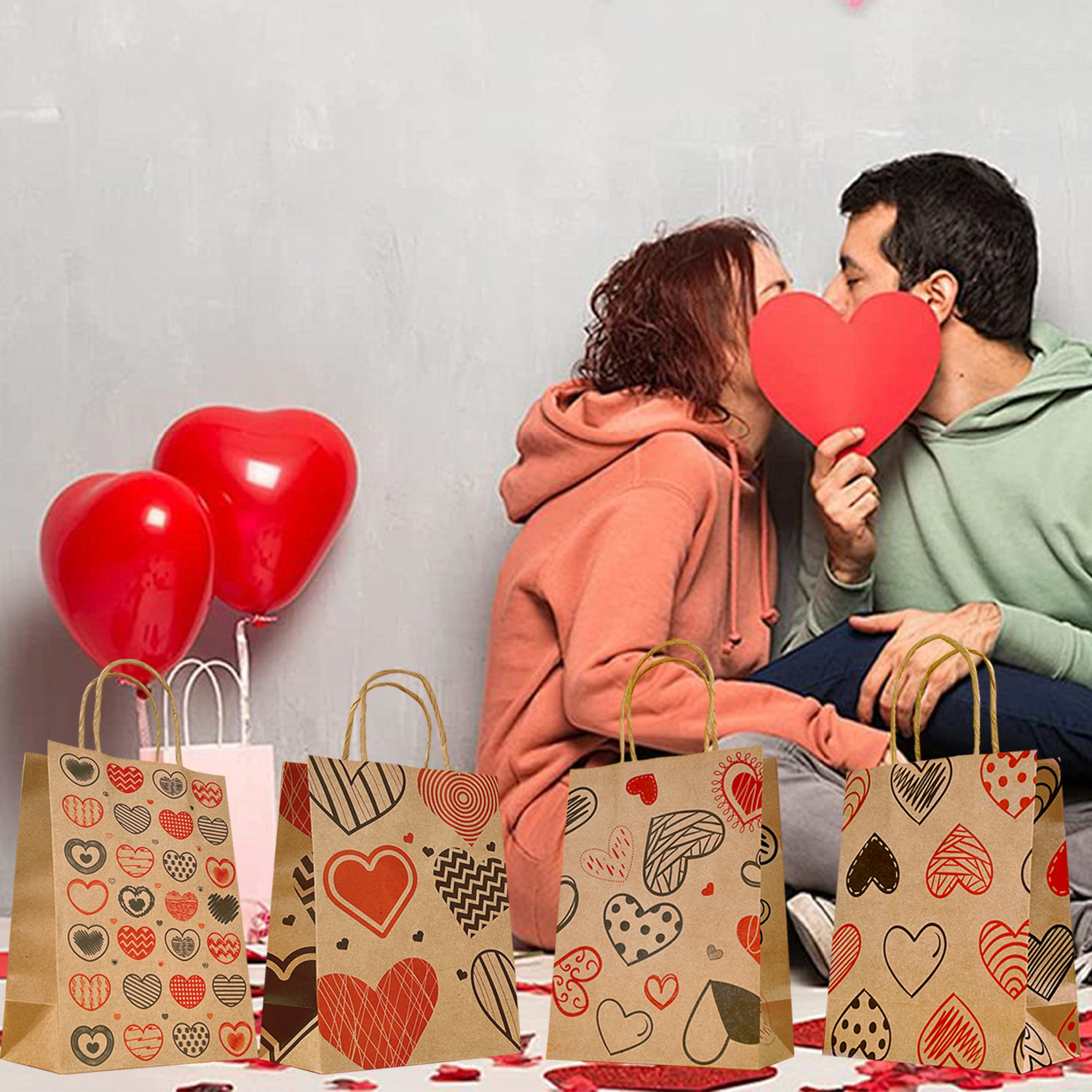 Amazon Love Theme Yellow Kraft Paper Bag Gift Bag Foreign Trade Cross-Border