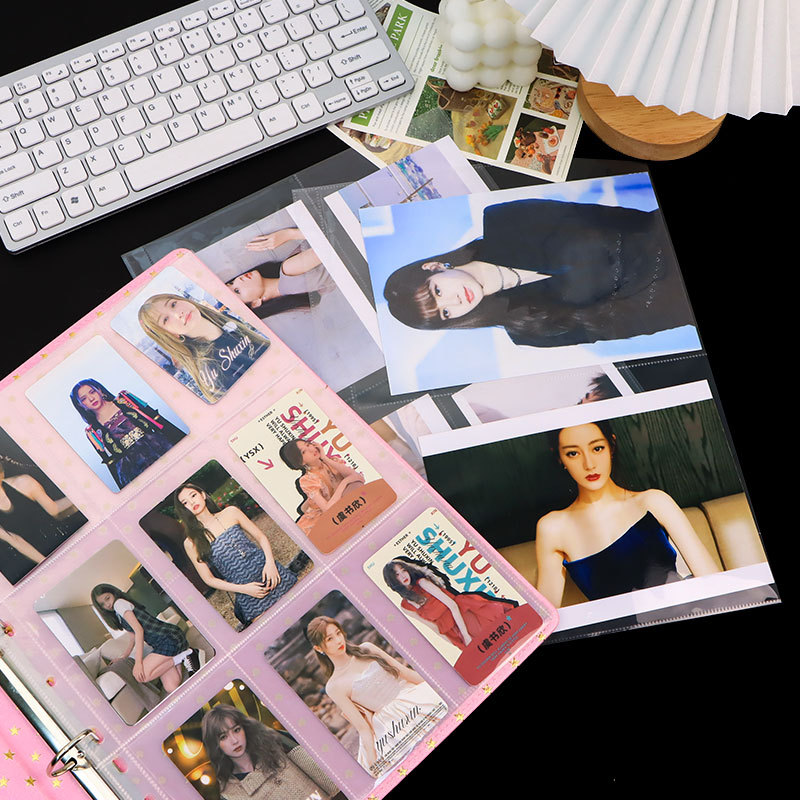 Picture of A4 card book loose-leaf 1 4 8 4-square album small card storage book 11 holes transparent card page 3 inch inside page