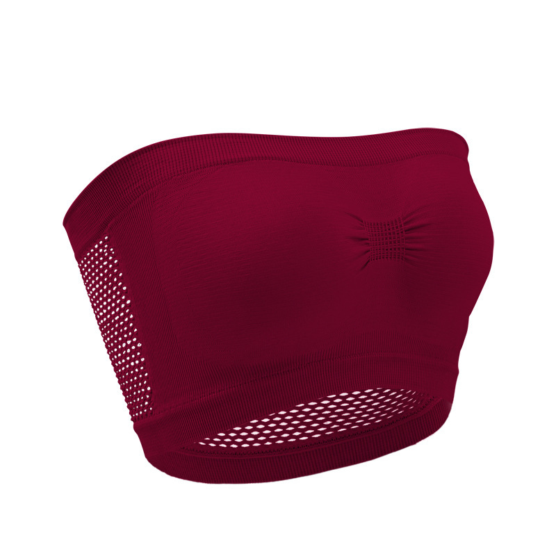 Picture of Foreign Trade Strapless Strap Mesh Underwear Top Outer Wear Anti-running Light Inner Wear Hollow One-line Tube Top Women Amazon