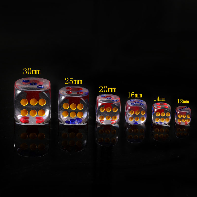 30mm Crystal Transparent Dice Colorful Sieve Transparent Resin Dice Bar Ktv Dice Game Dice