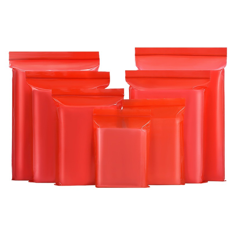 Red pe Ziplock Bag Thickened Plastic Sealed Pocket First Jewelry Chain Bag Festive Food Packaging Bag