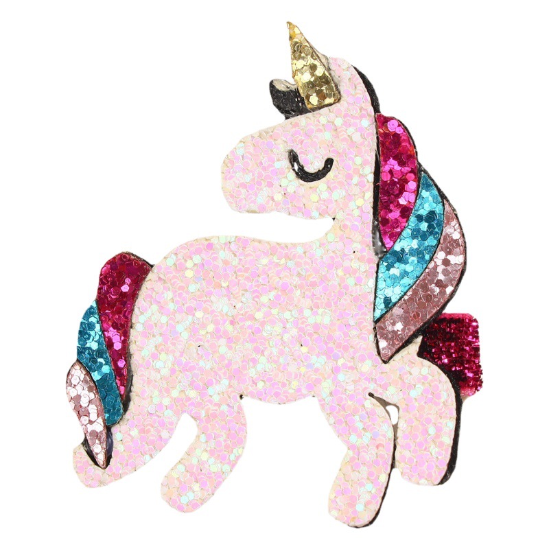 Picture of New Korean style unicorn hair clip with diamond crown children's hair clip ins sequins shell girl headdress