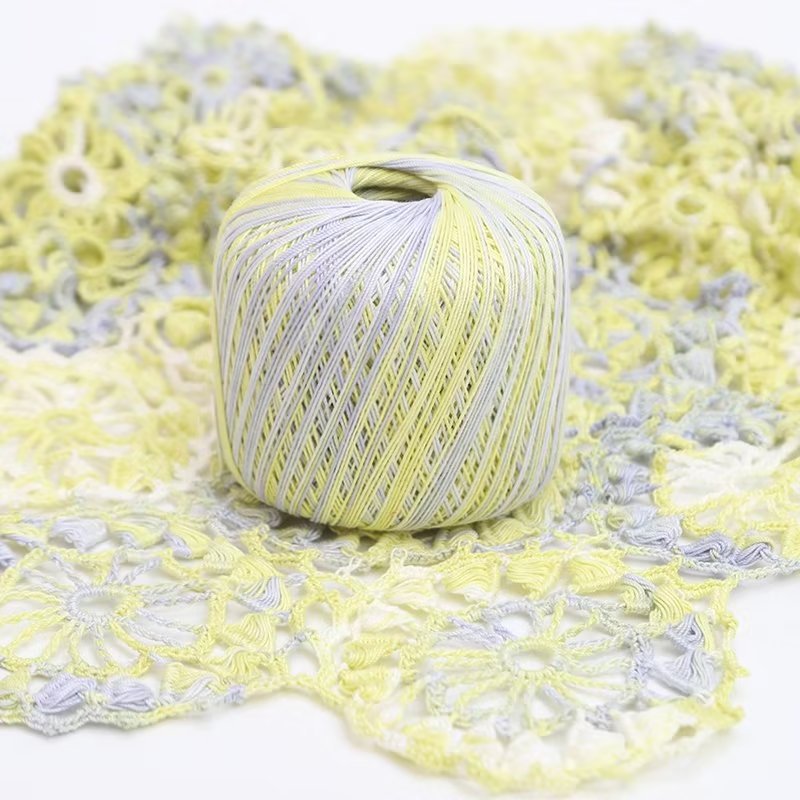 No. 6 Long Section Dyed Lace Thread Handmade Crochet Thread Egyptian Cotton Gradient Crochet Thread Hand-Knitted Colorfulful Wool