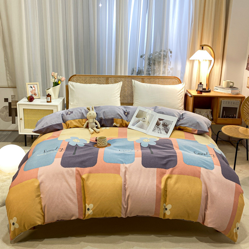 Picture of Cotton brushed duvet cover single piece modern simple single double dormitory thickened quilt cover pure cotton duvet cover single piece