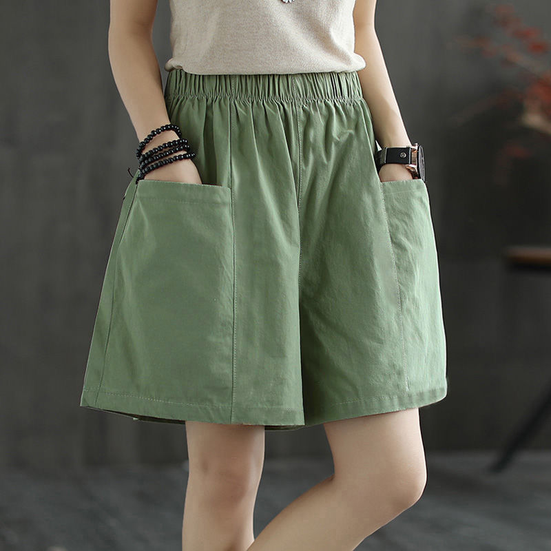 Cross-border foreign trade wide-leg shorts women's summer casual New loose high waist slimming all-match straight shorts