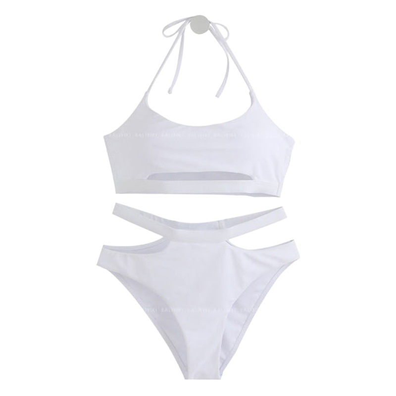 Bikini New Korean Style Sexy Slim Fit Small Chest Gathering High Waist Belly Covering Halter Strap Separately Swimsuit Women's 2022