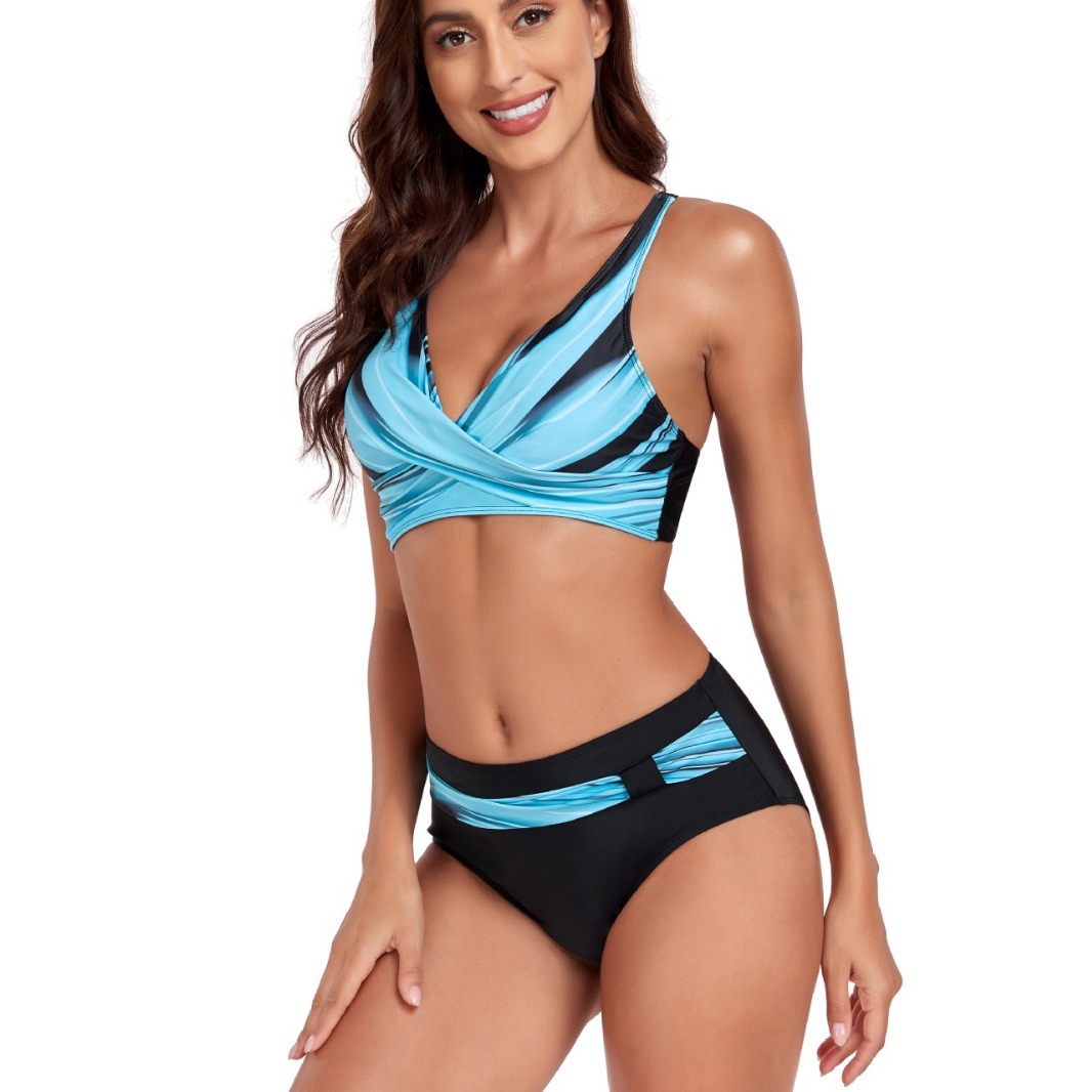New European and American Style Fresh Two-Piece Swimsuit for Women, Sexy Bikini with High Elasticity