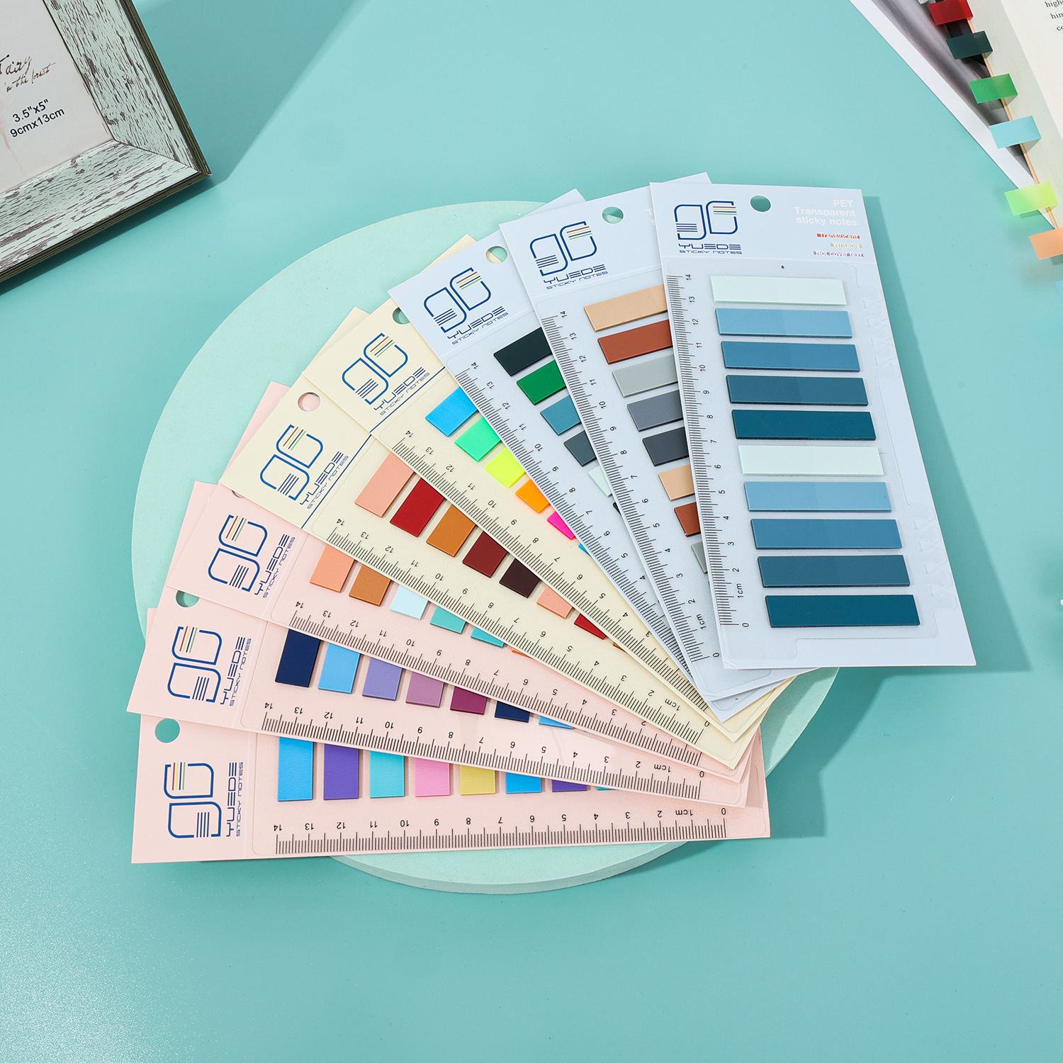 Yuode 40-Color Morandi Index Sticker Transparent Label Fluorescent Indication Convenient Learning Organization Fun and Cute