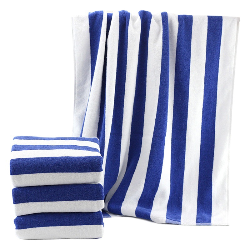 Pure Cotton Stripesd Beach Towel Customized 76*180 Beach Absorbent Yarn-Dyed Jacquard Beach Towel Cross-Border Gift Bath Towel