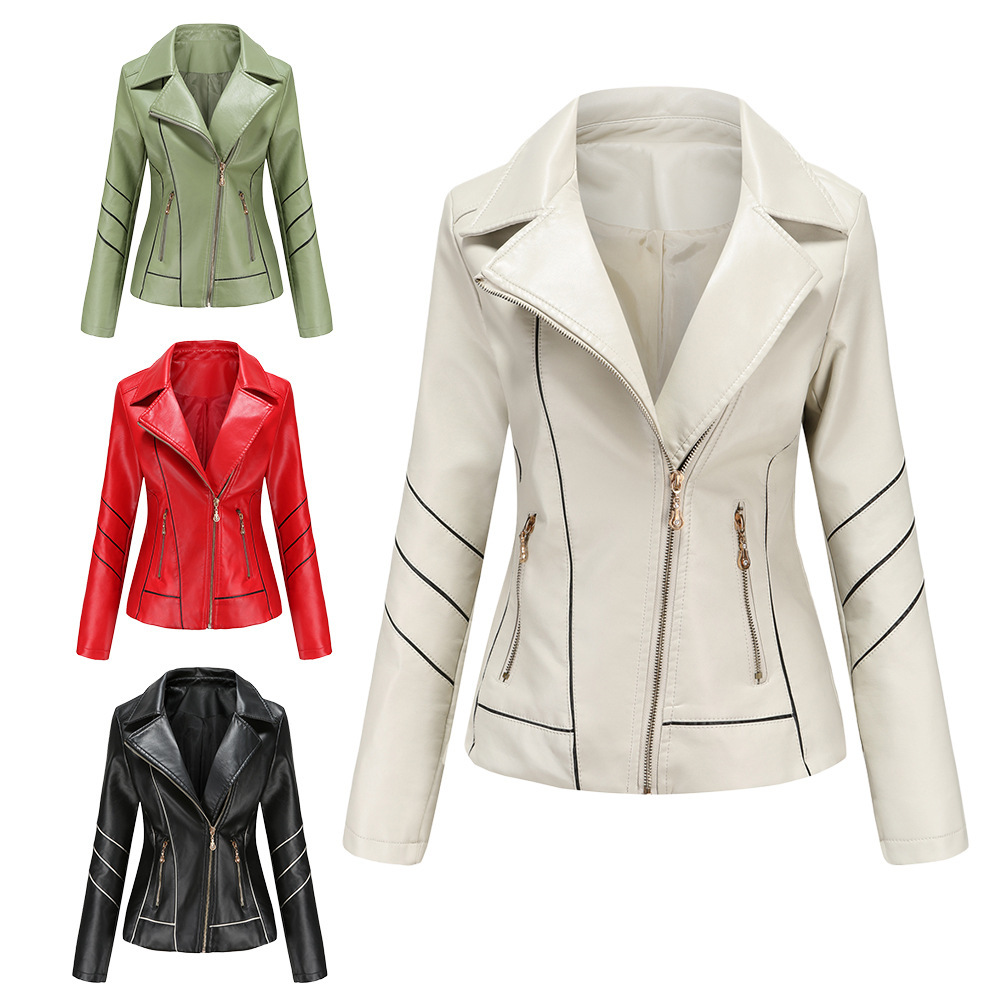 Picture of Cross-border leather clothing for foreign trade women's thin PU short coat spring and autumn jacket wish motorcycle clothing women's new