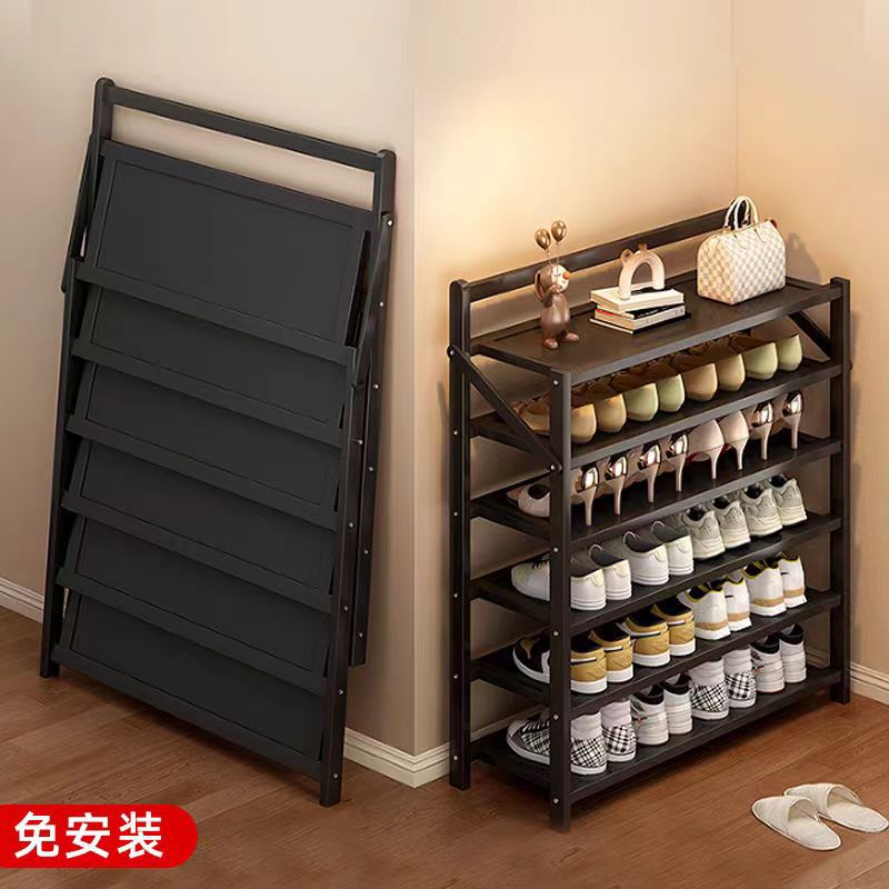 Folding storage shoe rack installation free simple dustproof shoe rack multi-storey home door rental house entrance small shoe rack