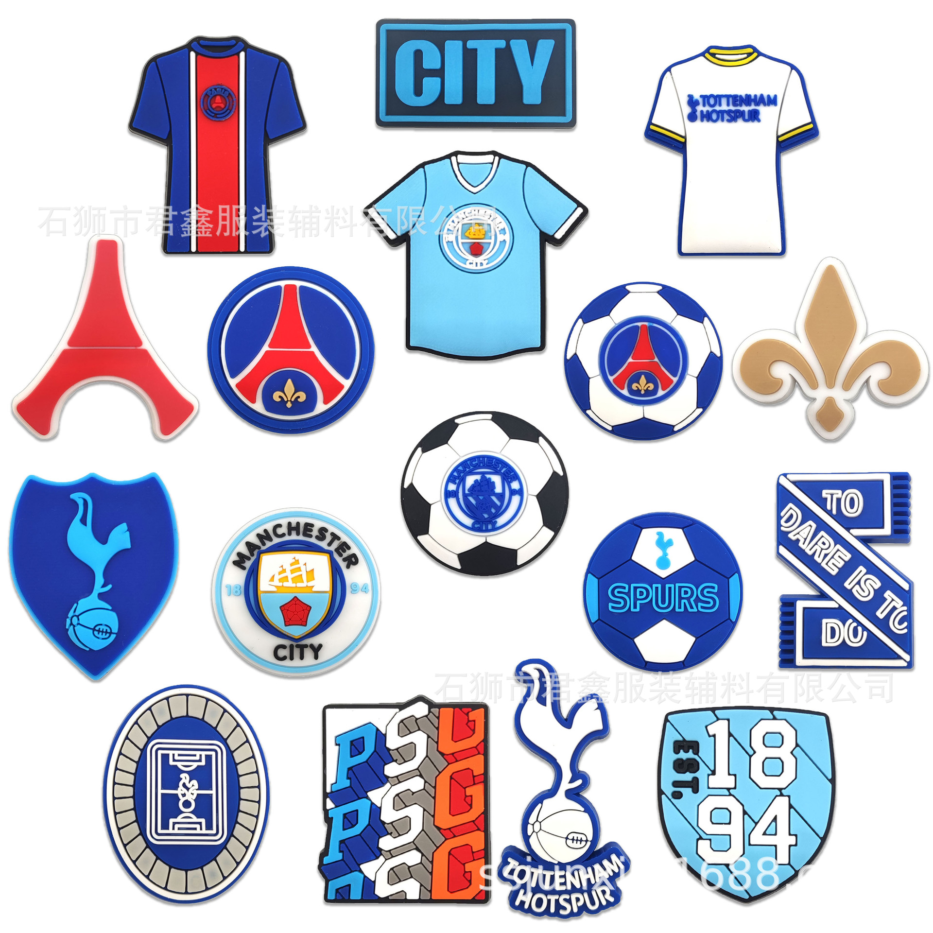 European football hole shoes shoes flower shoe buckle decorative buckle patch Philadelphia Paris Manchester City team buckle cross-border in stock
