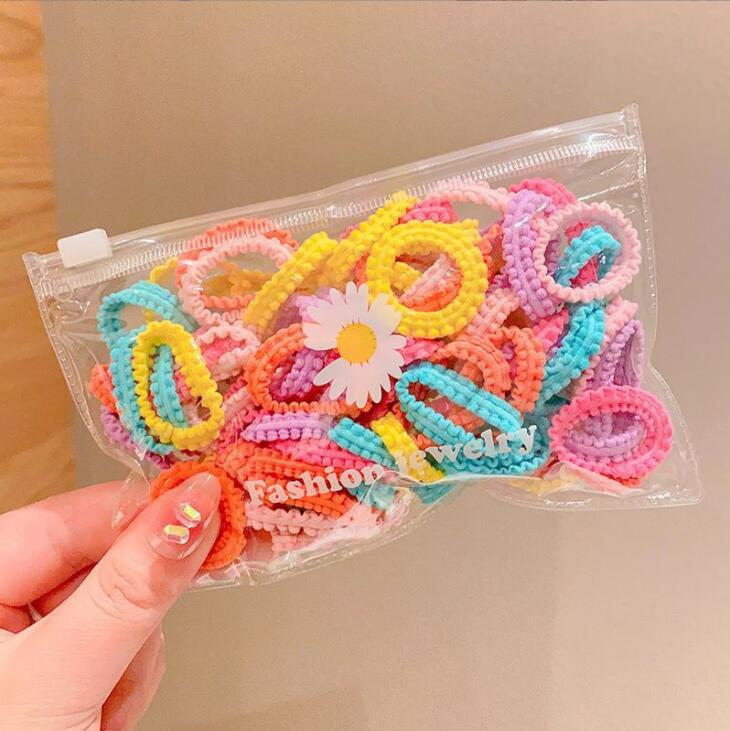 Picture of Children's rubber band does not hurt hair color canned lace rubber band girls high elastic hair band baby head rope