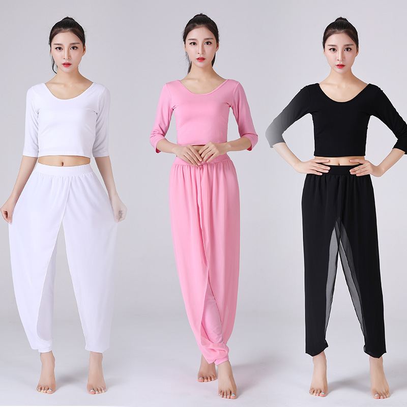 Summer Dance Rhyme Yoga Clothing suit Chiffon Dance Practice Fitness Sports Performance Fairy Dance Clothing Modal Women