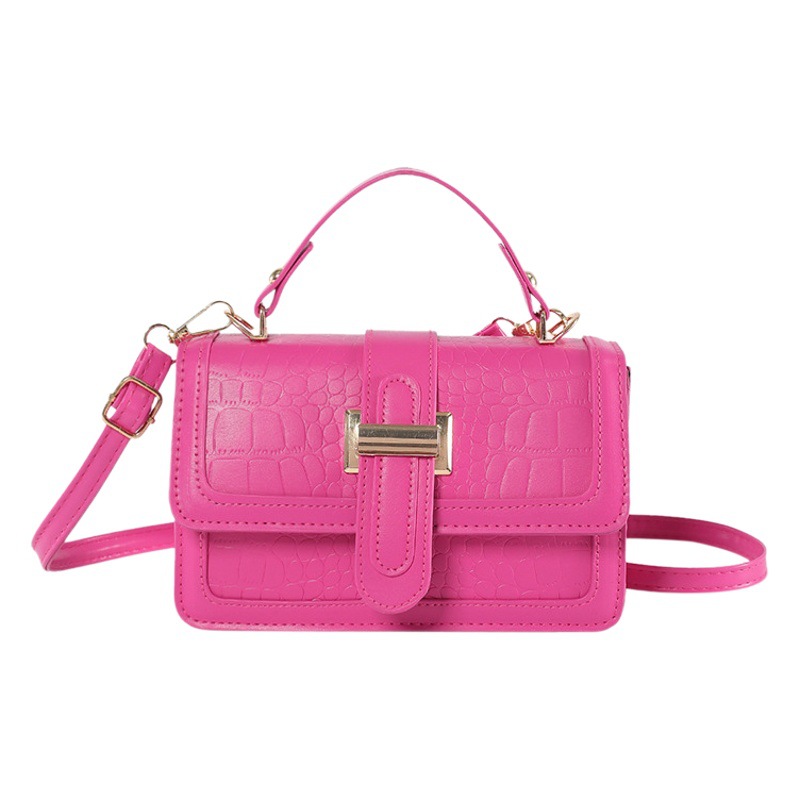 Crocodile Pattern Bag Women's 2024 Spring New Arrival Belt Decorative Small Square Bag All-Match Stylist Shoulder Crossbody Handbag