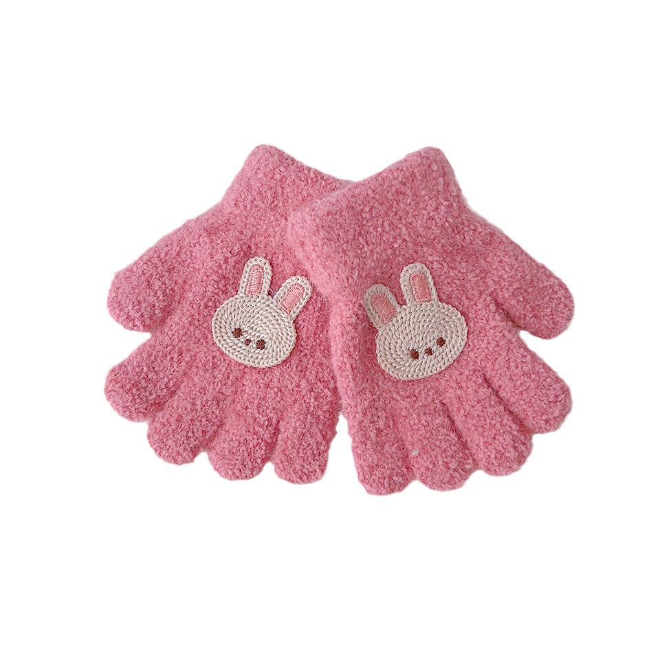 Picture of Korean cartoon children's warm gloves winter cold-proof granular velvet cute boys and girls knitted five fingers 1-3