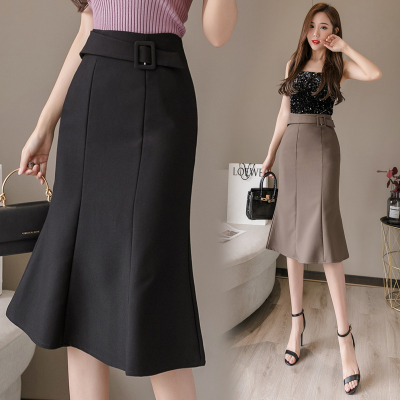 Skirt Women's 2025 Summer High Waist Covering Fishtail Skirt Mid-Length Professional Skirt Ol