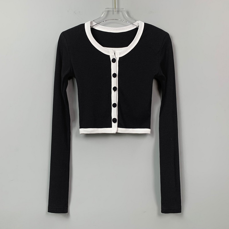 Picture of Korean Spring and Summer New Style Slim and Comfortable Elegant Figure-Showing Sling + Shoulder Pad Long-Sleeved Cardigan Short Two-Piece Set for Women