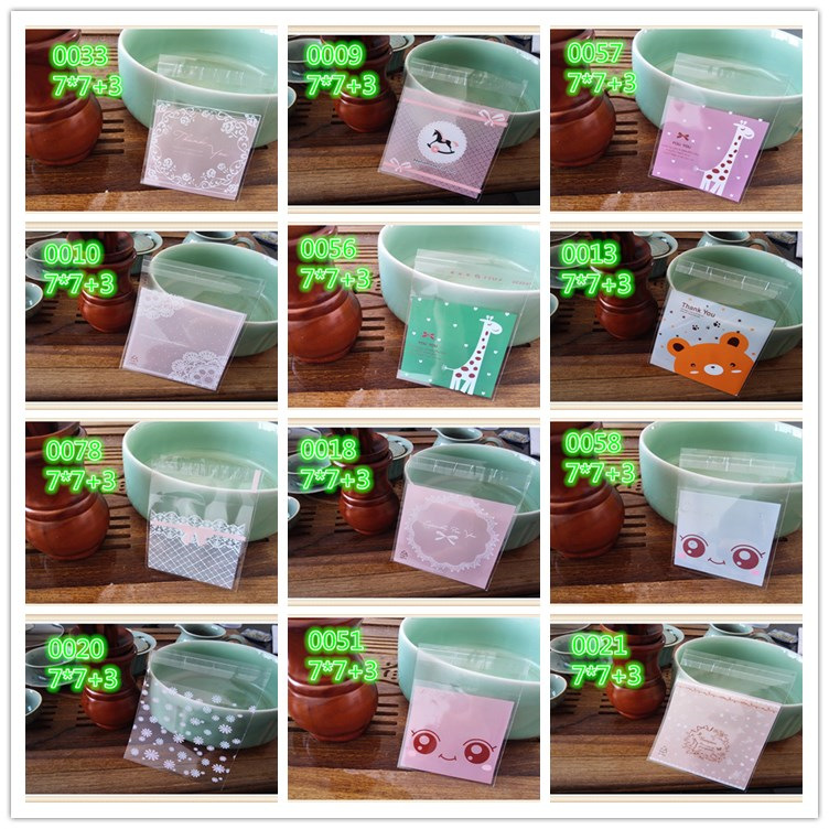 Baking Packaging Bag Cartoon Self-Adhesive Bag Handmade Soap Packaging Western Pastry Essential Oil Packaging Factory Direct Sales 7*7