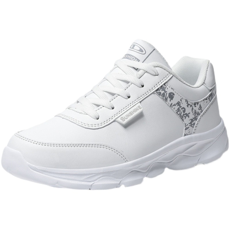 Cross-border women's shoes leather waterproof sneaker lightweight soft bottom casual running shoes student White shoes women's shoes