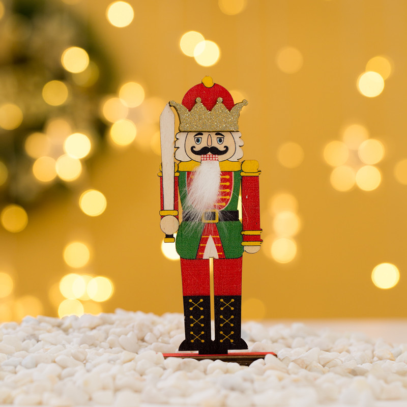 Picture of Walnut Soldier Color Christmas Wooden Assembled Ornaments Christmas Decorations Office Window Desktop Ornaments