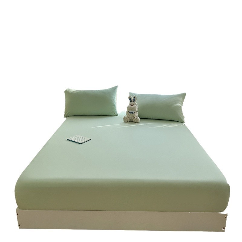 Picture of Thickened Fitted Sheet Single Piece, Class A, All Solid Color, Washed Cotton, 60S, Maternal and Infant Grade, Fitted Sheet Cover, Imitation Pure Cotton, Summer