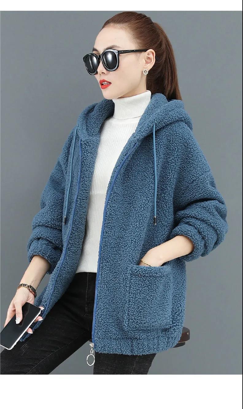 Picture of Lamb Velvet Sweater Women's fleece-lined Thickened 2020 New Autumn and Winter Loose Korean Style Zipper Cardigan Teddy Velvet 082