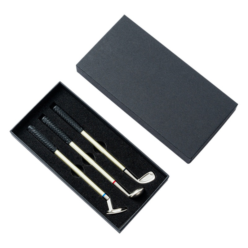 Manufacturers supply golf club gift box pen business office metal set ballpoint pen golf pen wholesale