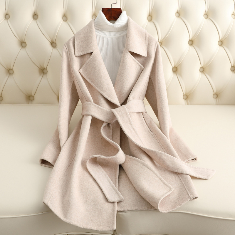 Picture of 2025 New Autumn and Winter Small Double-Sided Cashmere Outwear Women's Mid-Length Slim Woolen Outwear Small Fragrance Wholesale
