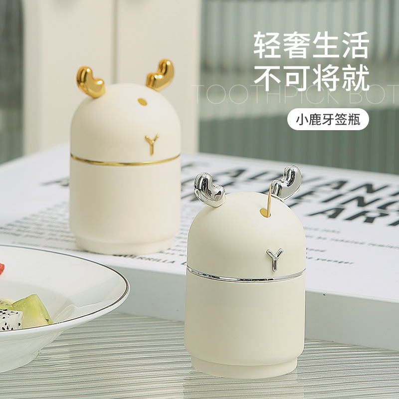 Picture of Light Luxury Household High-end Creative Cartoon Cute Fawn Toothpick Box Automatic Push-up Toothpick Holder Toothpick Bottle