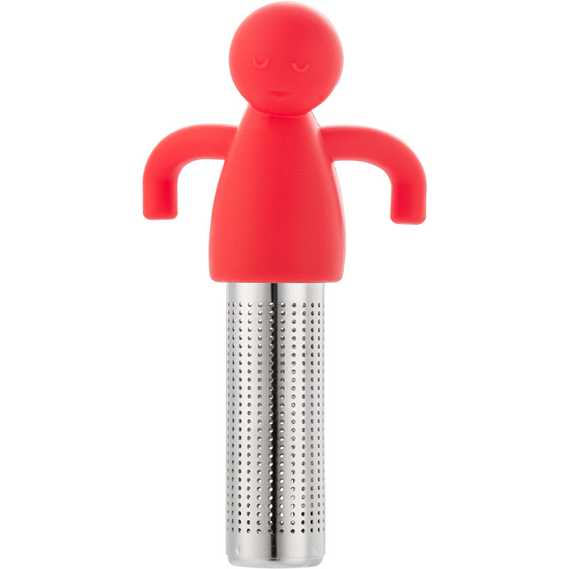 Picture of Creative 304 stainless steel silicone human-shaped tea strainer tea strainer hanging Cup-type tea residue tea bag strainer